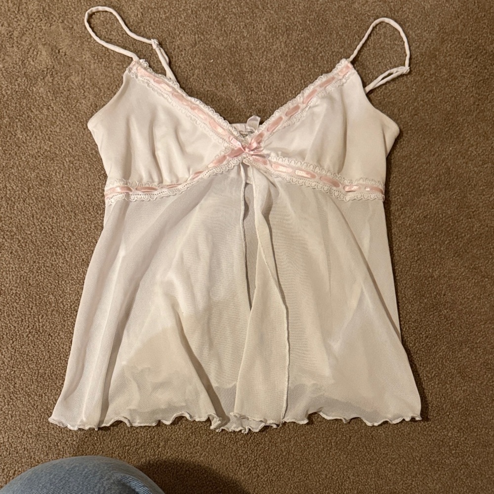Garage Pink and White Lace Trim Chemise